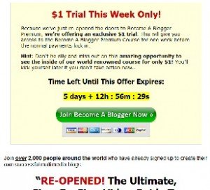 Become A Blogger One Dollar Trial